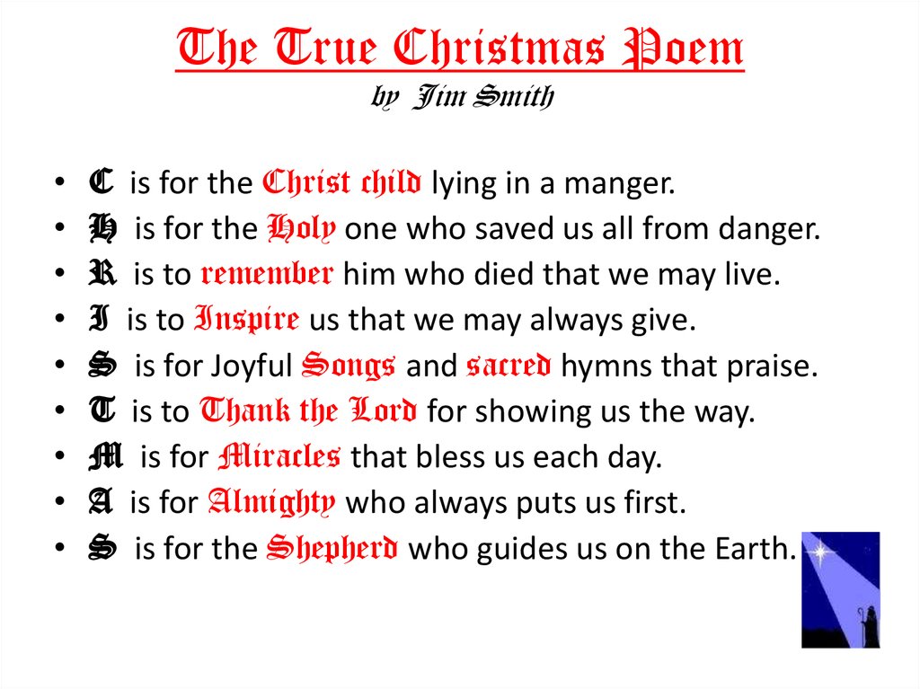 The True Christmas Poem by Jim Smith