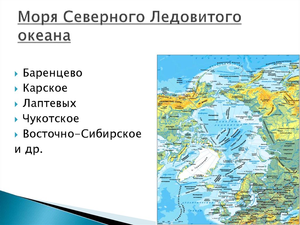 Какое море отделяет. Моря Северного Ледовитого океана. Моря Северного Ледовитого океана на карте России. Северо Ледовитый океан моря. Моря Северного Ледовитого океана список.