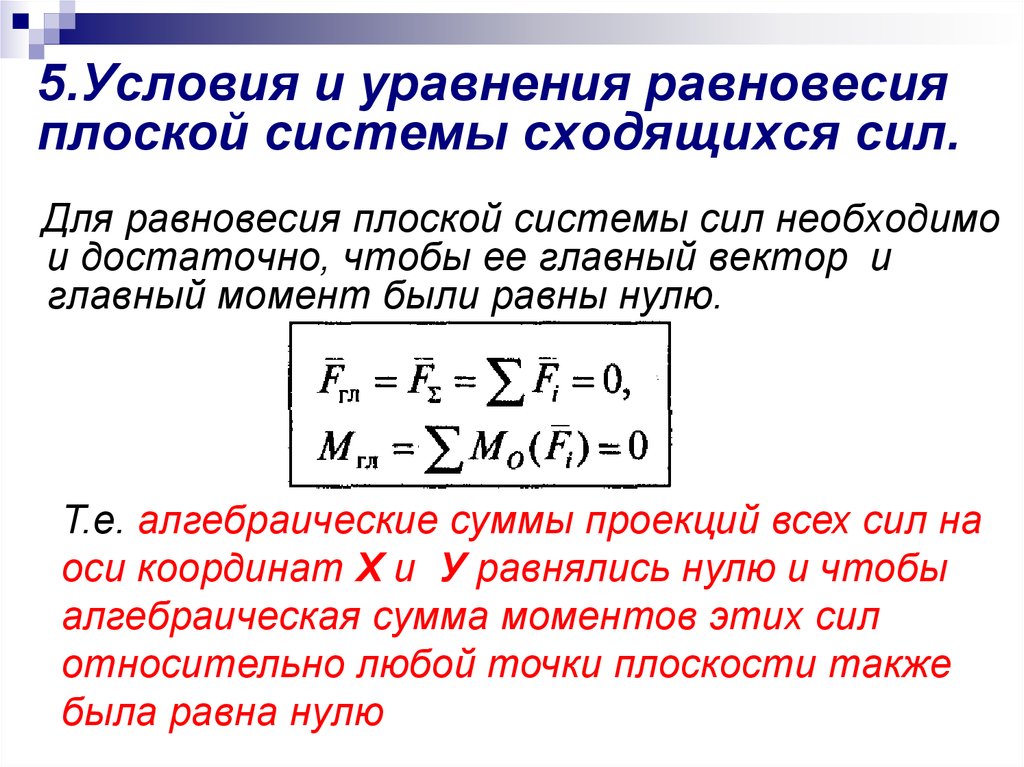 Равновесие плоской системы сил