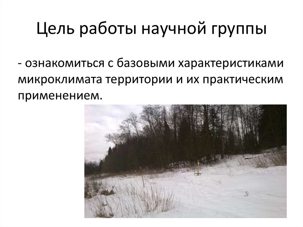 Цель работы научной группы