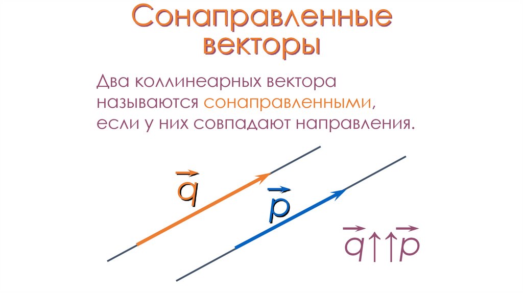 Любые два сонаправленных вектора равны