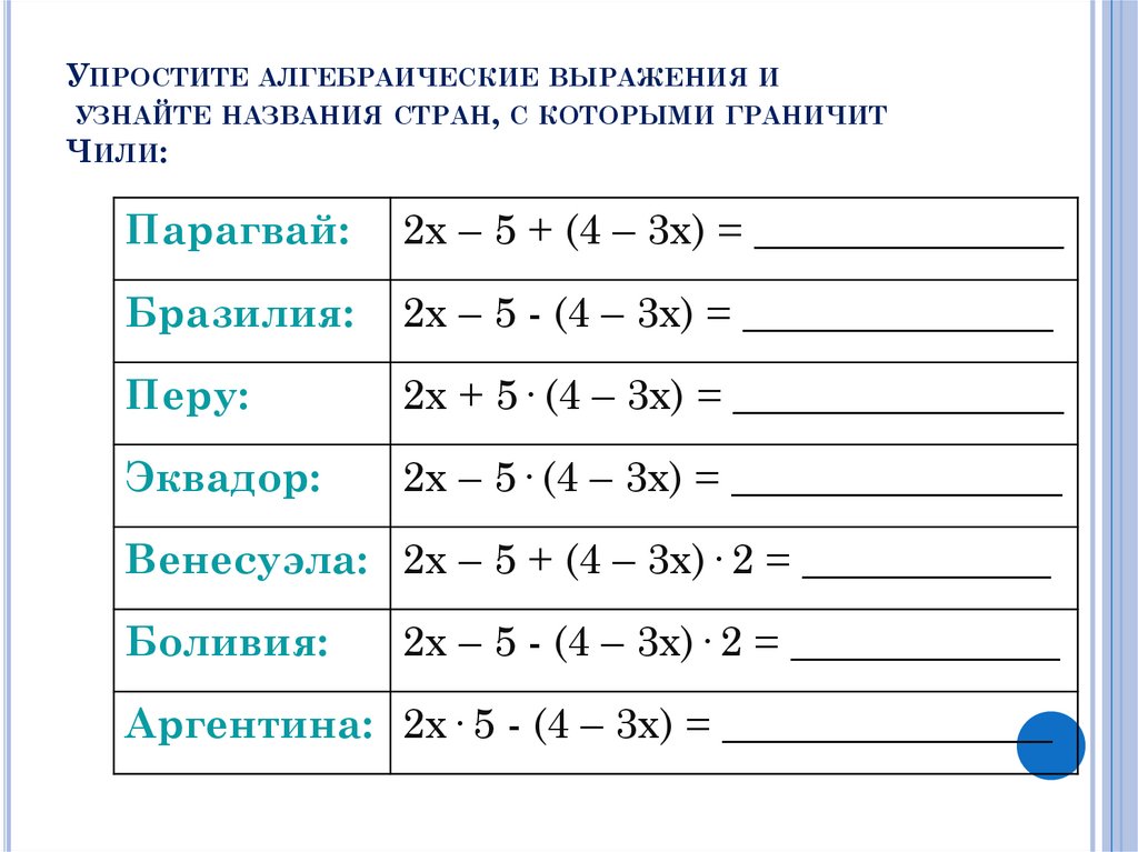 Выражения семь. Упрощение алгебраических выражений.