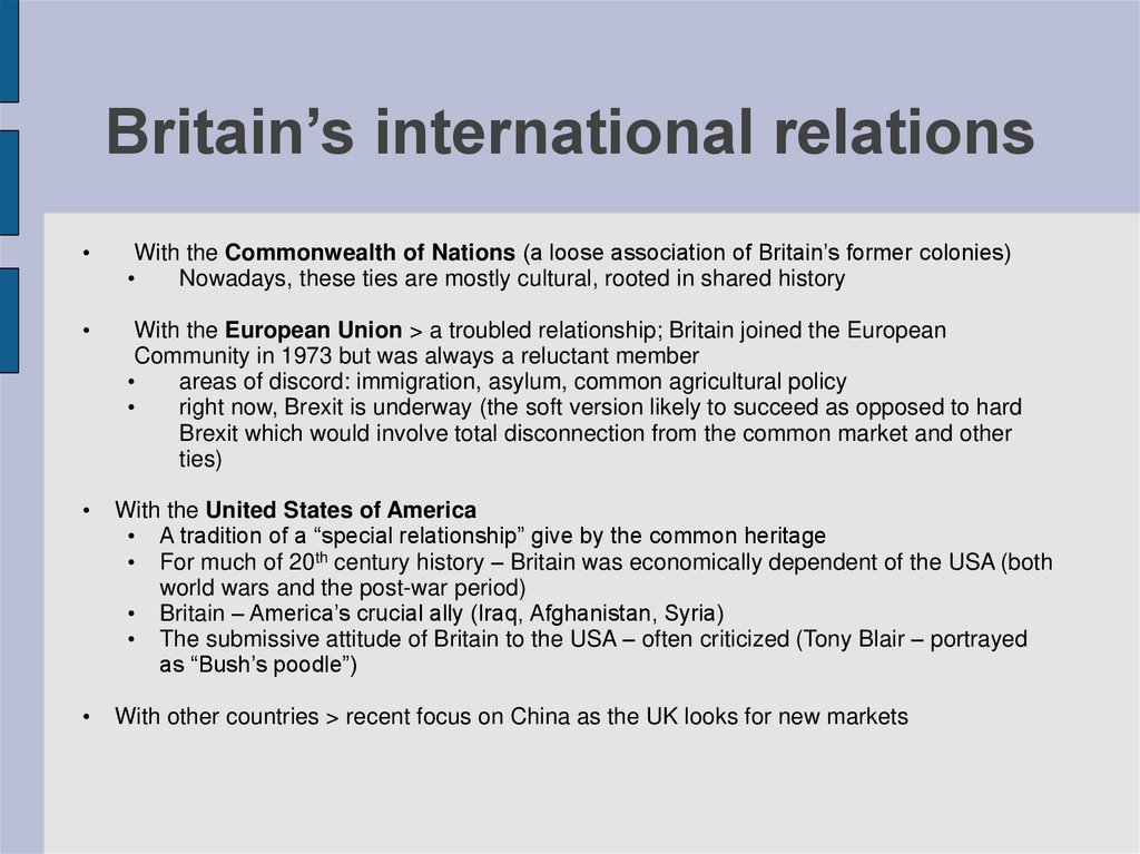Britain’s international relations