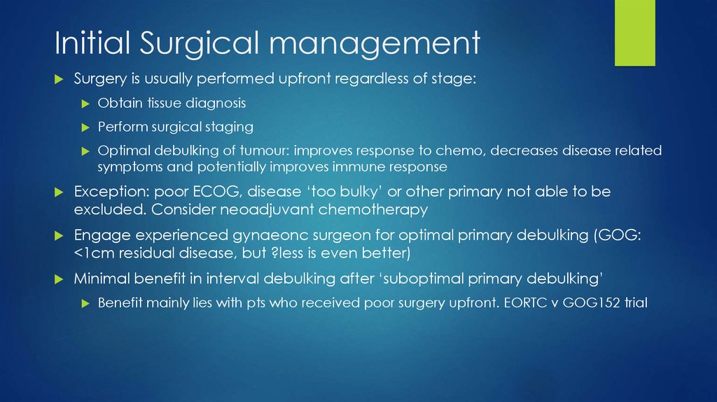 Initial Surgical management
