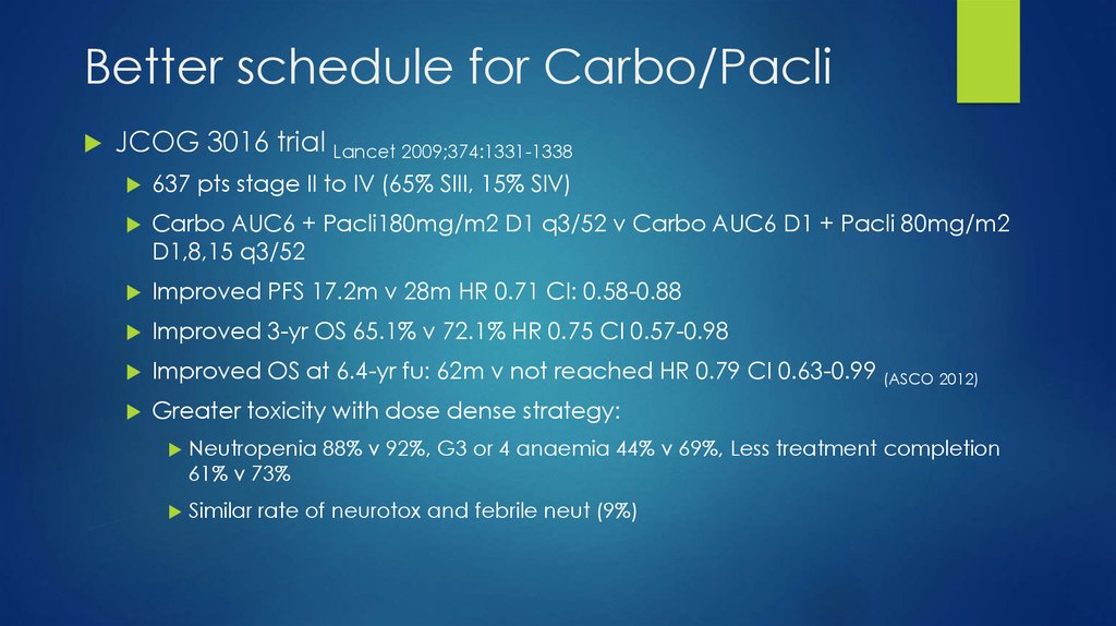 Better schedule for Carbo/Pacli