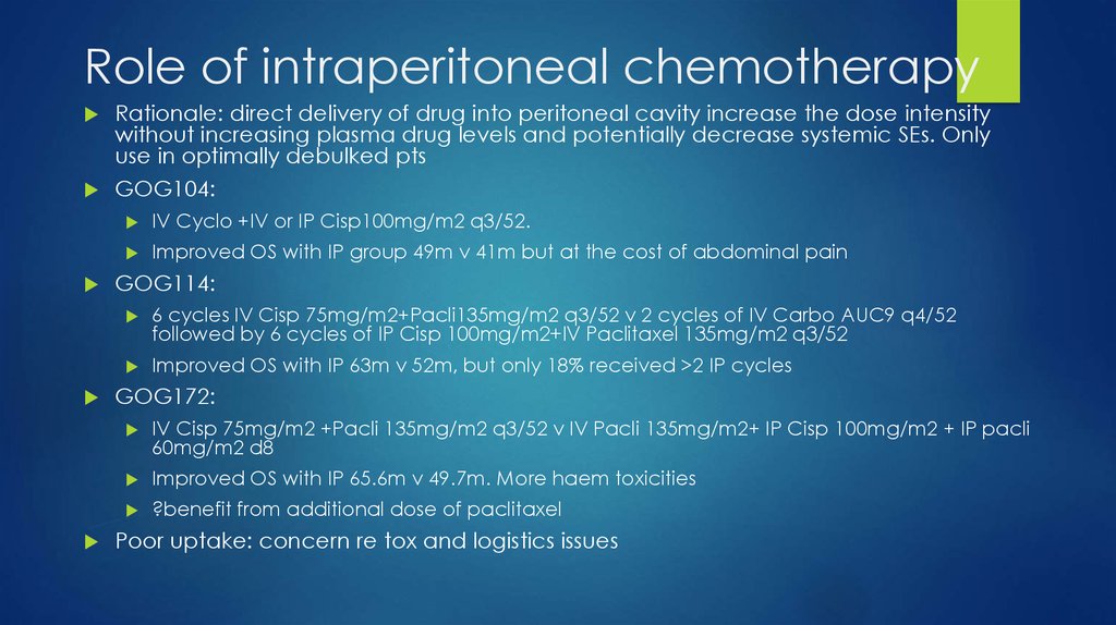 Role of intraperitoneal chemotherapy