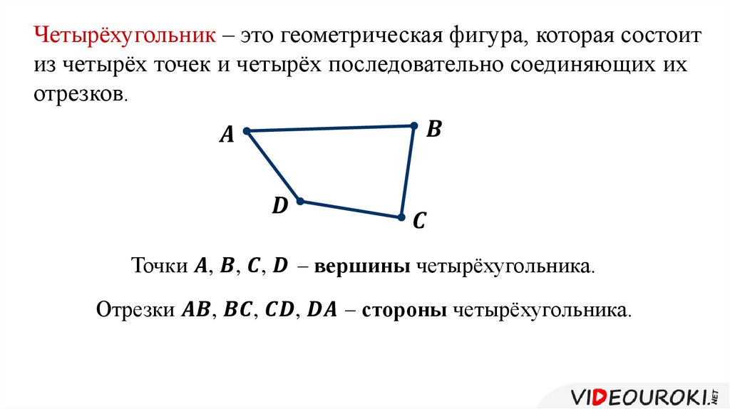 Назовите стороны четырехугольника. Четырехугольник. Четырехугольник и его элементы. Стороны четырехугольника. Определение четырехугольника.