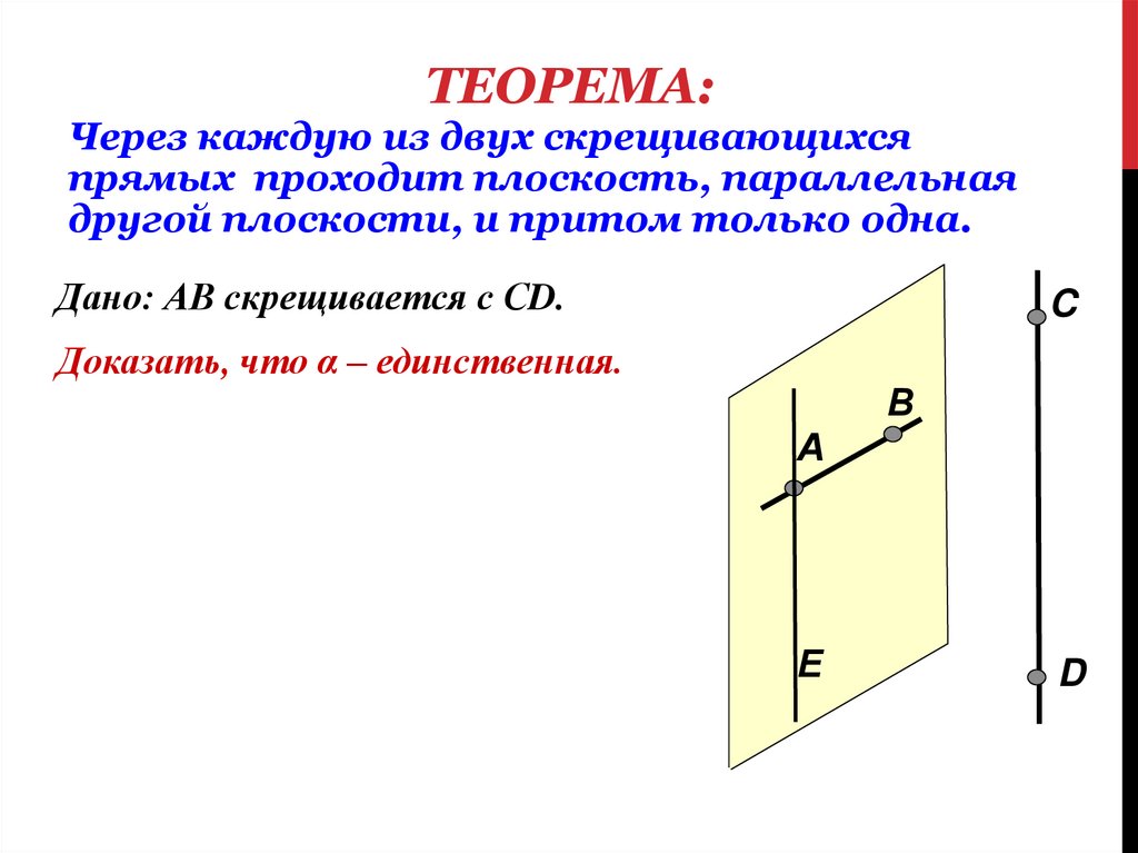 Определите скрещивающихся прямых. Теорема скрещивающихся прямых 10 класс. Теорема о двух скрещивающихся прямых. Доказательство теоремы о скрещивающихся прямых 10 класс. Теорема 2 о скрещивающихся прямых.