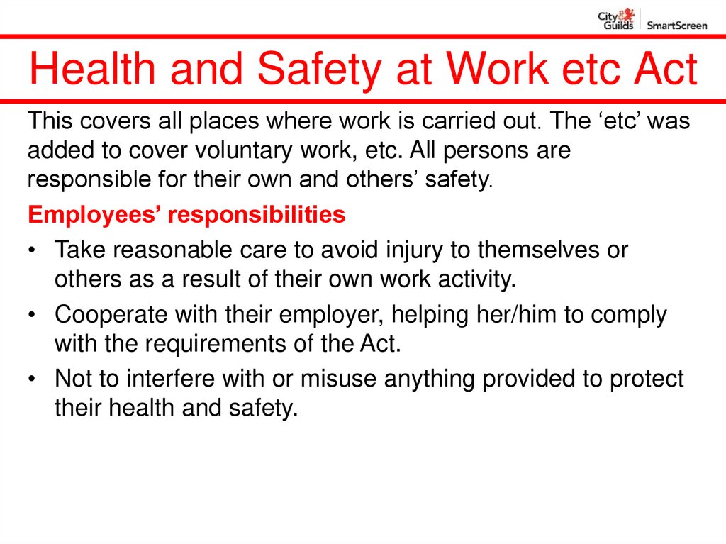 Health And Safety Legislation Online Presentation