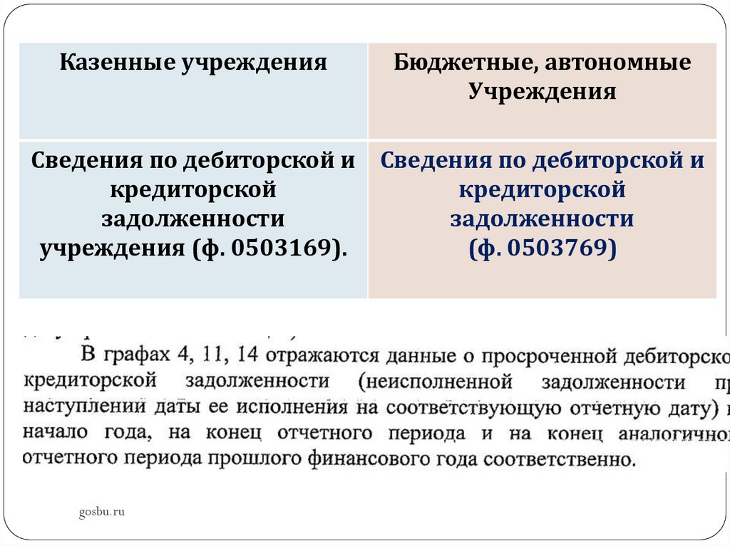 Отчетность государственных муниципальных учреждениях. Причины дебиторской задолженности у ФНС России в форме 0503169.