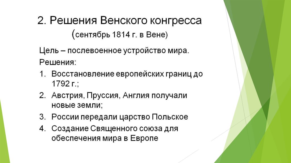 Венский конгресс и послевоенное устройство европы презентация 8 класс