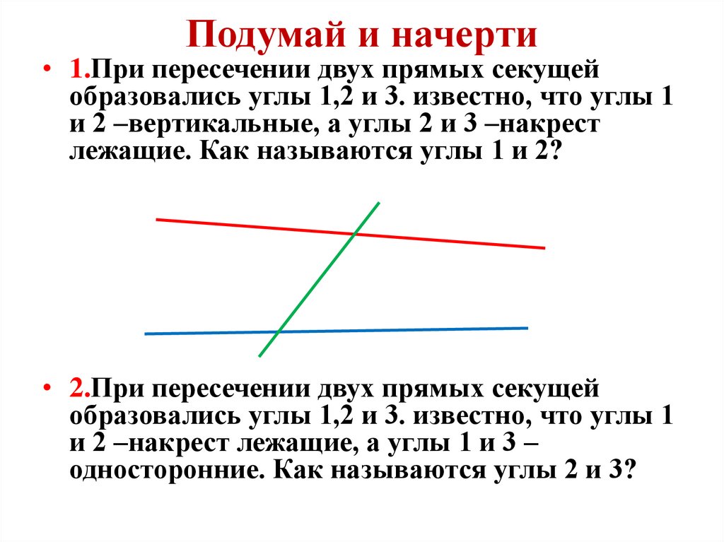 Углы образованные при пересечении секущей. Виды углов образованных при пересечении двух прямых секущей. Определение прямой суммы. Как определить прямую. Определение прямого угла 7 класс.