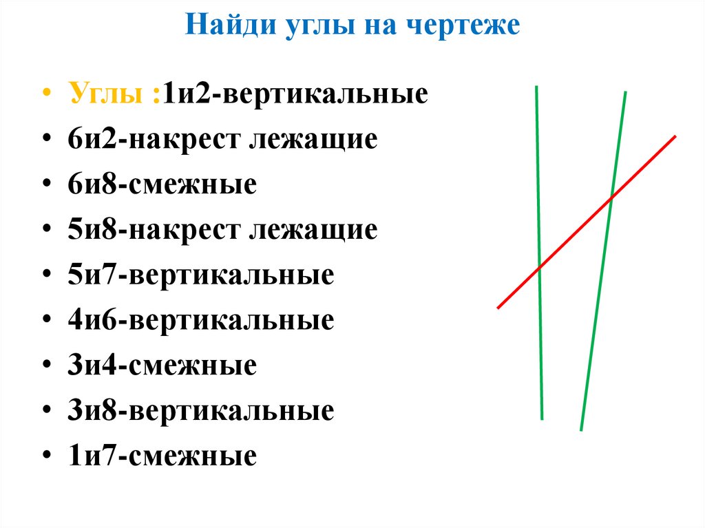 Вертикальные прямые определения. Углы смежные вертикальные накрест лежащие. Виды углов смежные вертикальные накрест лежащие. Найти все углы на чертеже.. Угол 1 и угол 2 вертикальные.