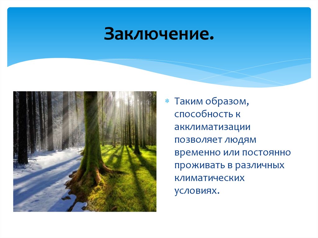 Адаптация человека к климатическим условиям сообщение