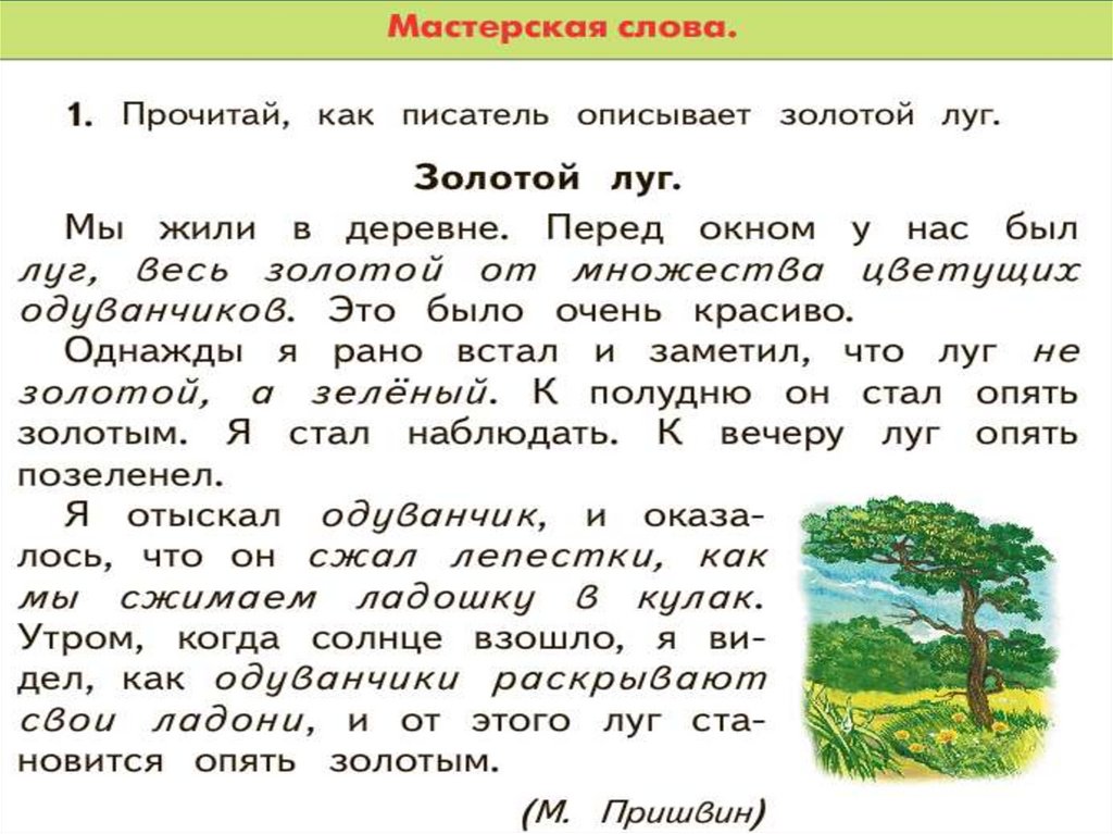 Презентация м пришвин золотой луг сравнение поэтического и прозаического текстов