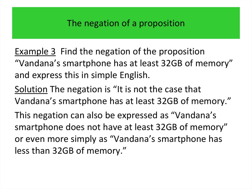 The negation of a proposition