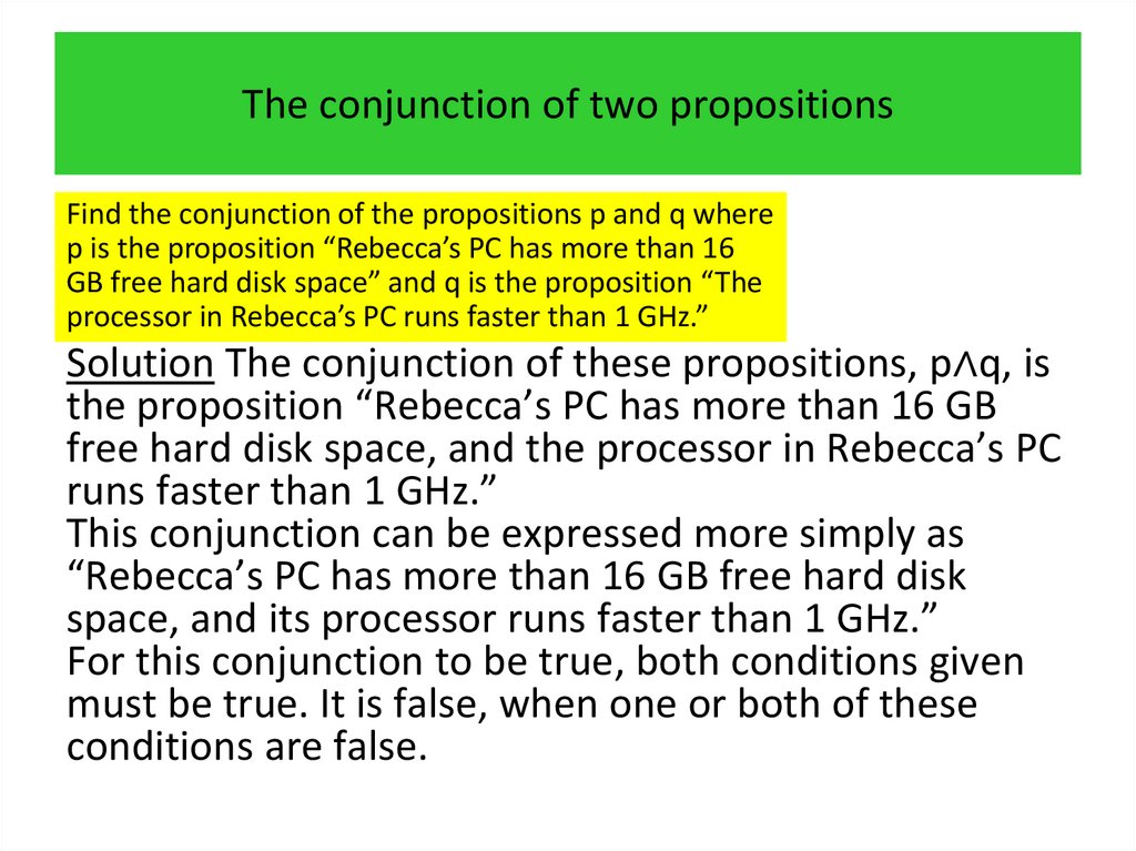 The conjunction of two propositions