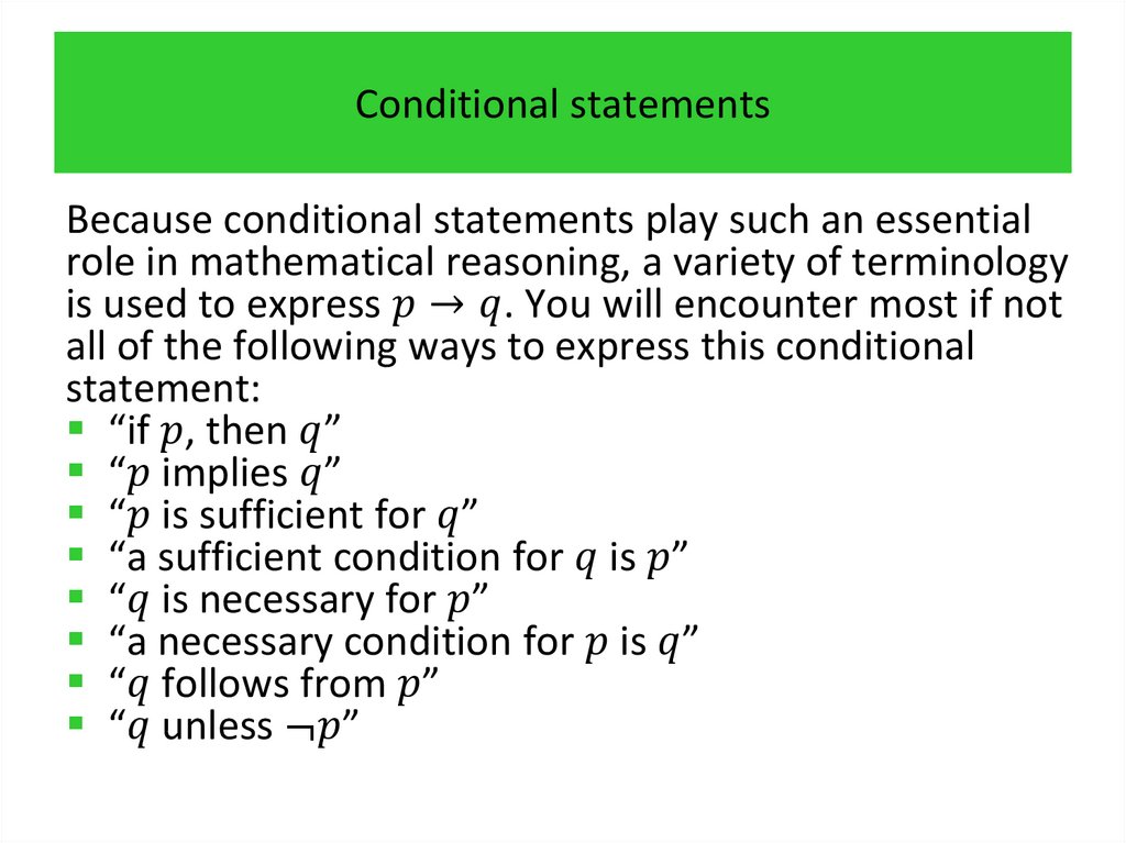 Conditional statements