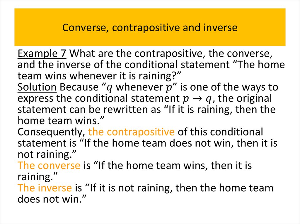 Converse, contrapositive and inverse