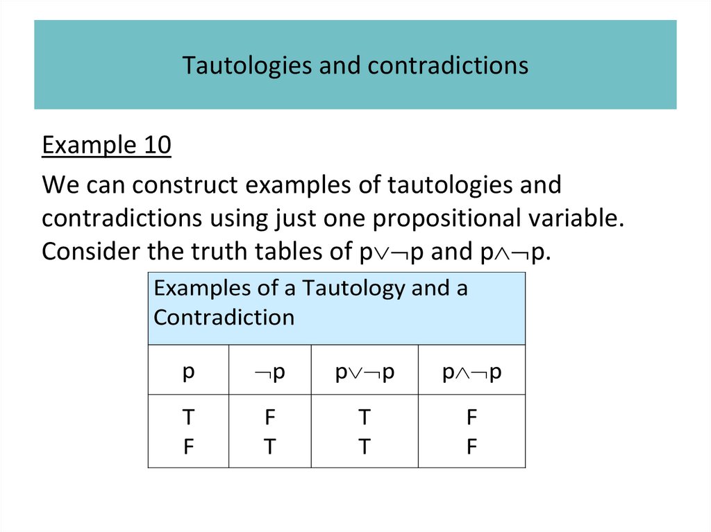 Tautologies and contradictions