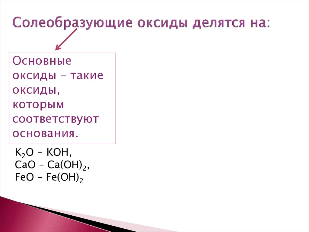 Чему соответствуют основания. Основные Солеобразующие оксиды. Солеобразующие оксиды формулы. Солеобразующие оксиды делятся на. Солеобразующие кислотные оксиды.