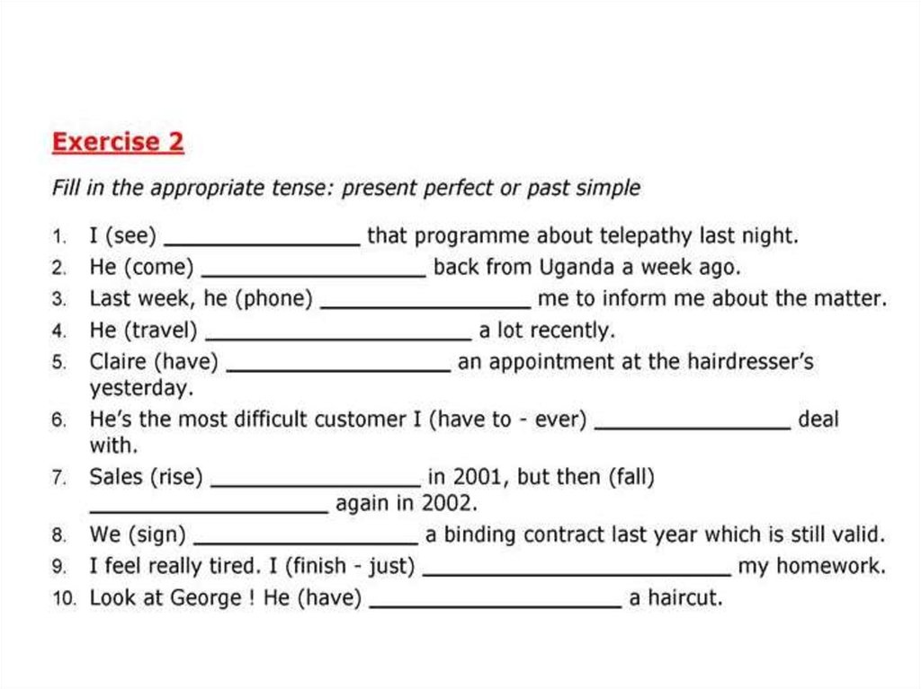 Презентация 6 класс present perfect past simple