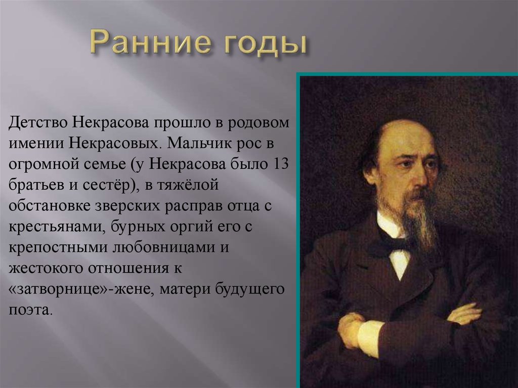 Некрасов биография презентация 5 класс