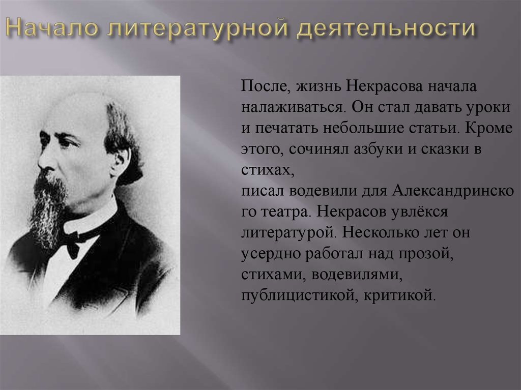 Общественная жизнь некрасова. Литературная деятельность Некрасова. Некрасов начало литературной деятельности.