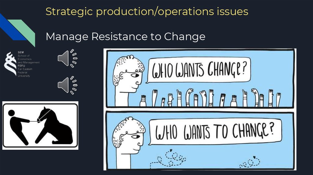 Strategic production/operations issues Manage Resistance to Change