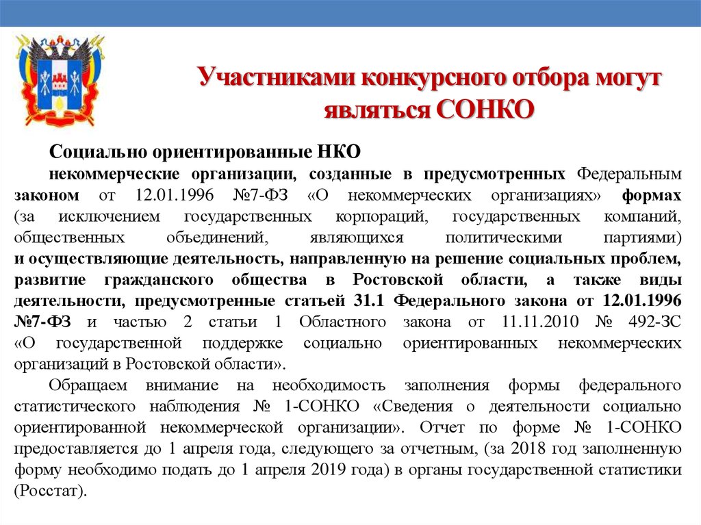 Социальные учреждения ростовской области. Развитие СОНКО презентация. 7 ФЗ НКО. Социально ориентированные некоммерческие организации. Поддержка со НКО презентация.