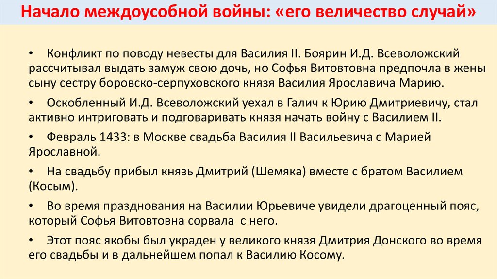 Феодальная война второй четверти 15 века презентация