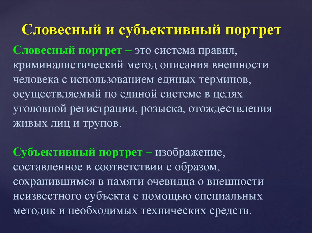 Образец словесного портрета