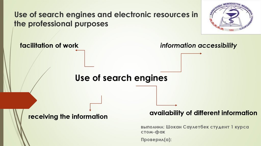 Use of search engines and electronic resources in the professional purposes