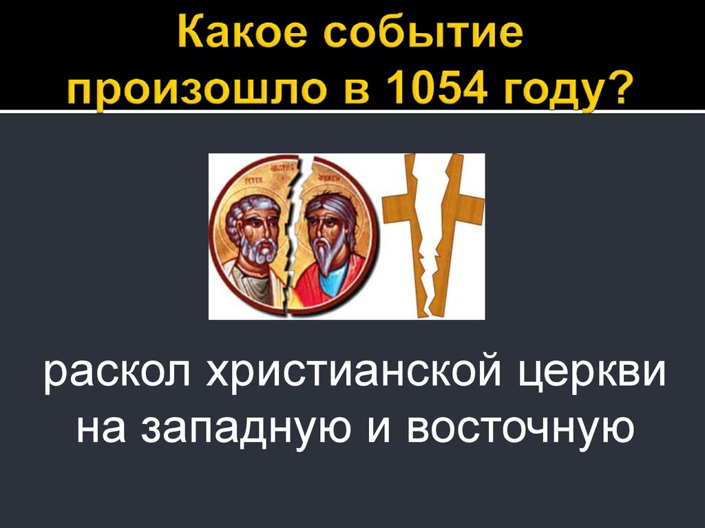 1054 Раскол христианской церкви. 1054 Год событие. Какой событие произошло 1054. Какие два события произошли в 1054 году.