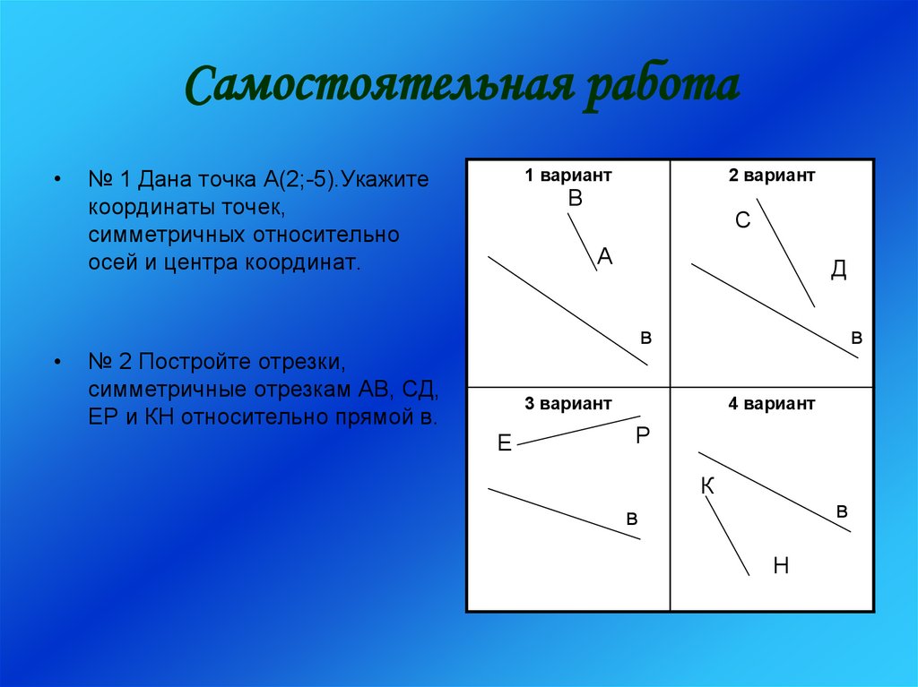 Прямая 9. Симметрия относительно прямой и точки самостоятельная работа. Укажите координаты точки симметричной данной относительно точки о -1. Симметрия относительно точки и прямой 10 самостоятельная работа. Симметрия относительно точки и прямой 8 класс самостоятельная работа.