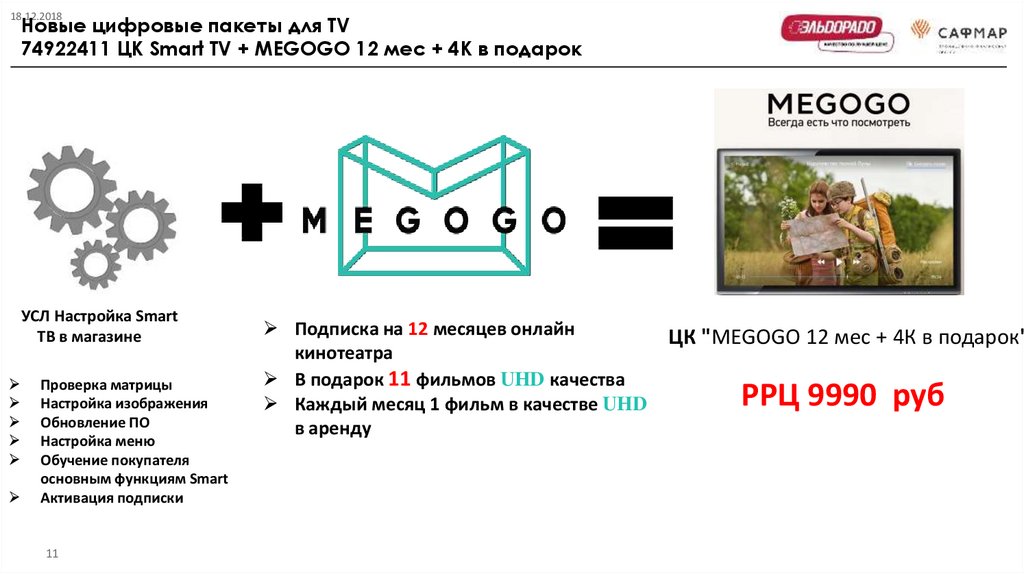 Новые цифровые пакеты для TV 74922411 ЦК Smart TV + MEGOGO 12 мес + 4К в подарок