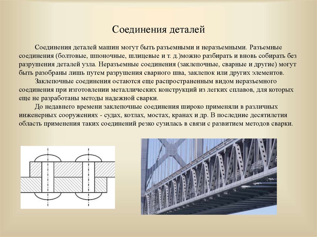 Характер соединений деталей