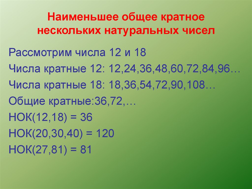 Кратные 12 и 15. Наименьшее общее кратное нескольких натуральных чисел. Наименьшее оьщее краткое. Наименьшее кратное число. Наименьший общий кратное.