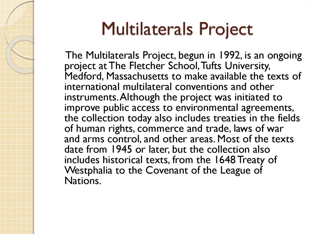 Multilaterals Project