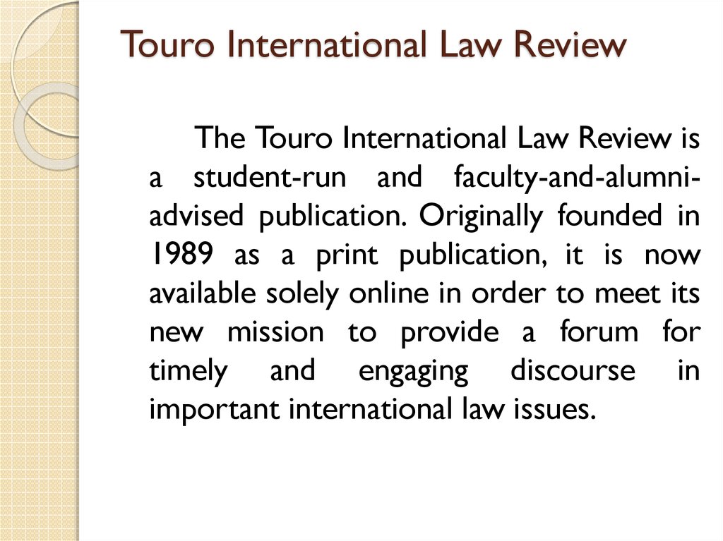 Touro International Law Review