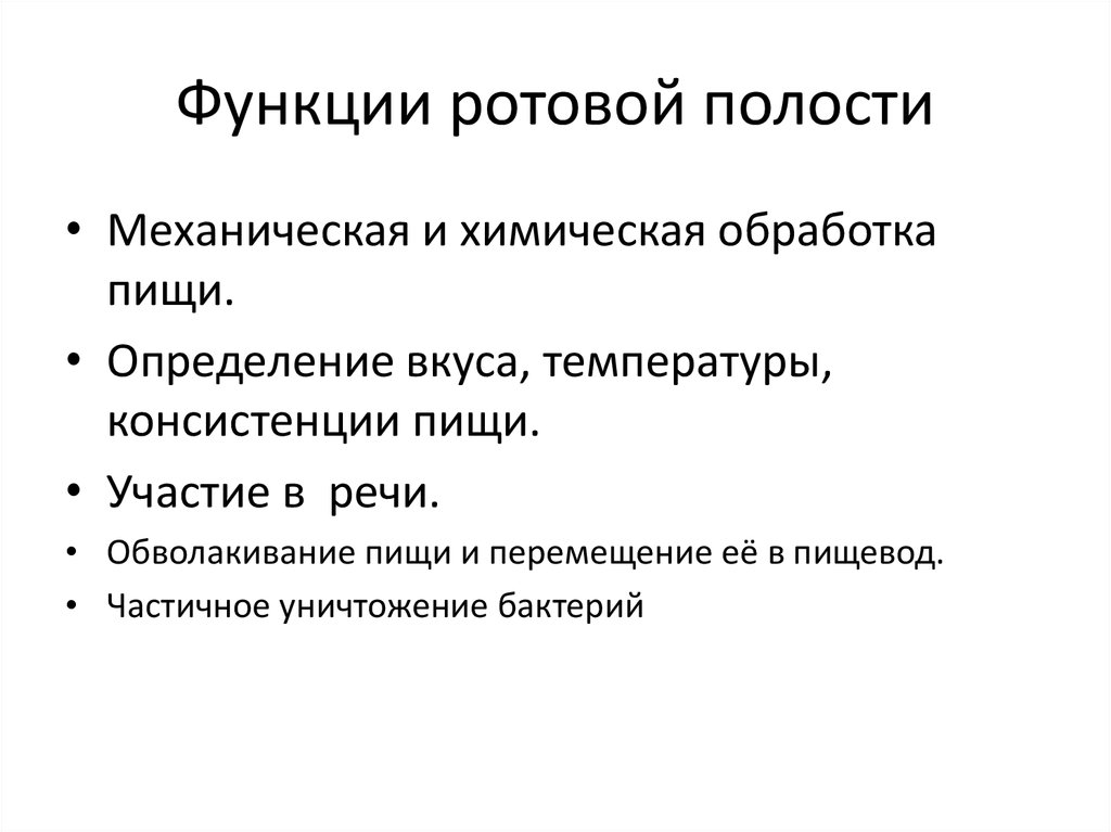 Функции ротовой полости