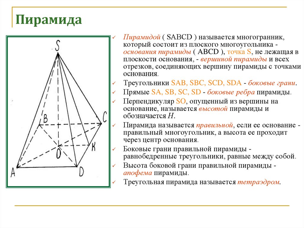 Угол между боковыми гранями правильной пирамиды. Точка не лежащая в плоскости основания пирамиды. Угол между боковыми гранями пирамиды. Угол между боковой гранью и основанием пирамиды. Назовите плоскости из которых состоит пирамида.