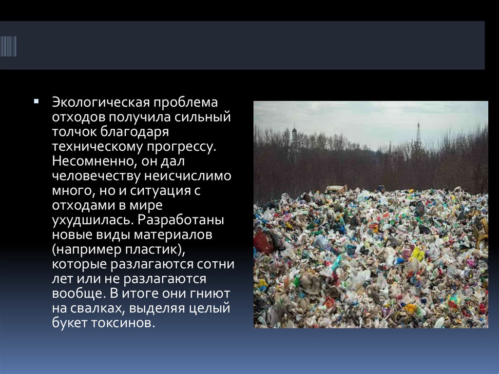 Основные проблемы отходов. Экологические проблемы отходов.