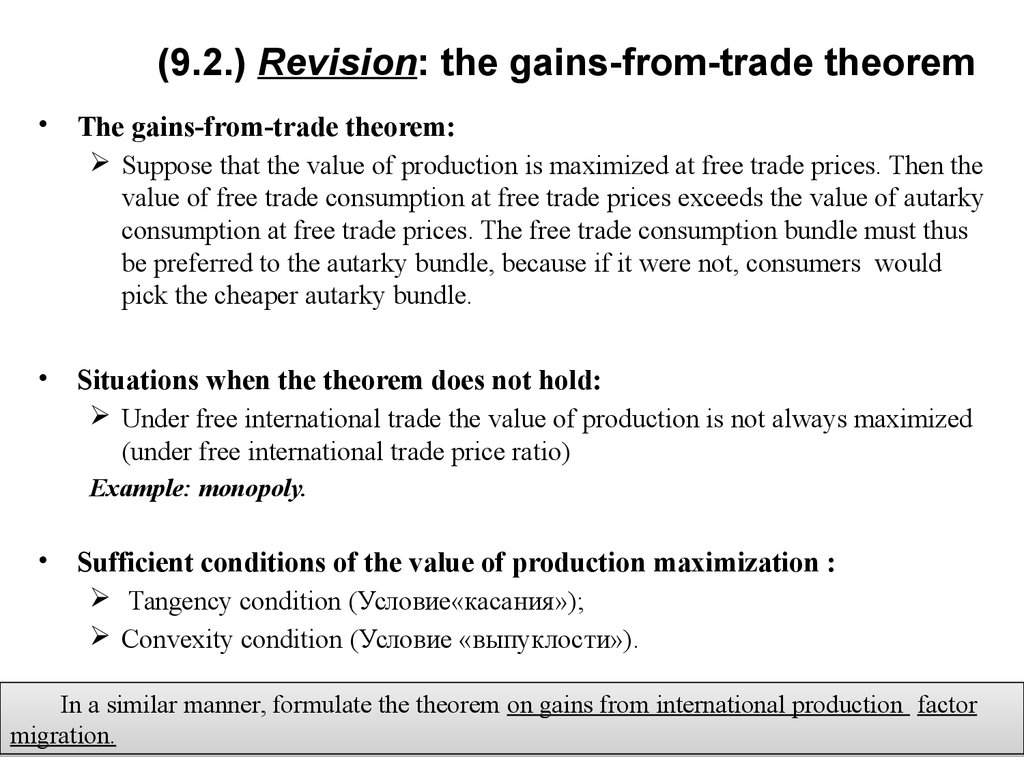(9.2.) Revision: the gains-from-trade theorem