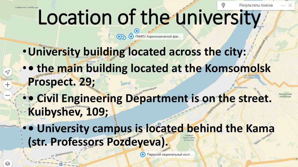 Location of the university