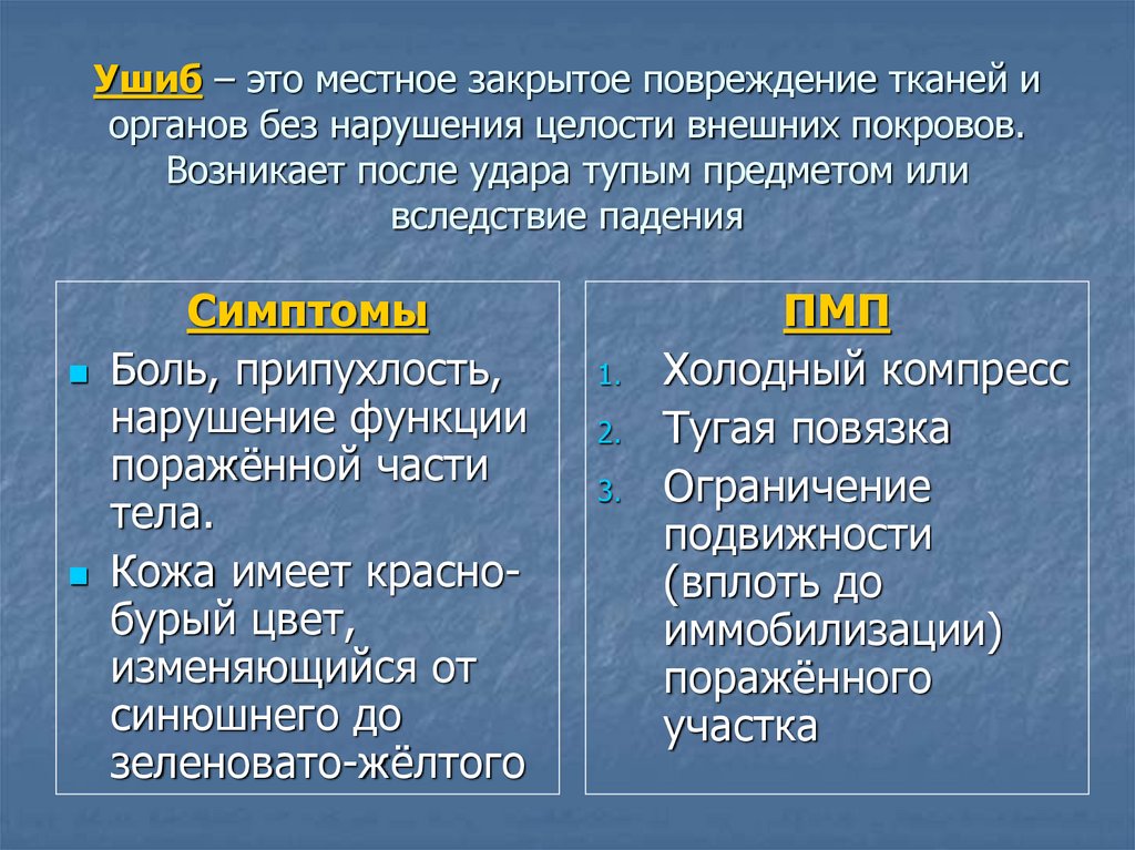 Закрытое механическое повреждение тканей и органов