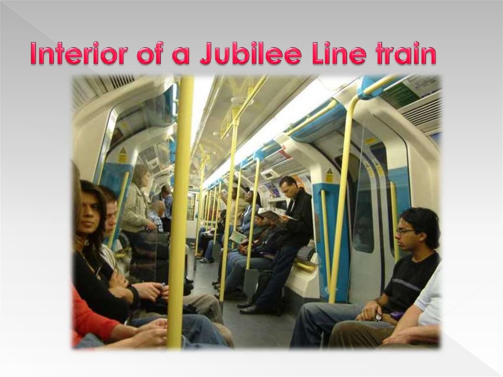 Interior of a Jubilee Line train
