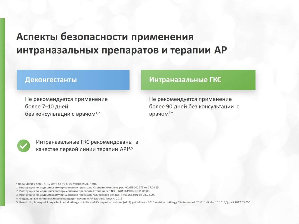 Аспекты безопасности применения интраназальных препаратов и терапии АР