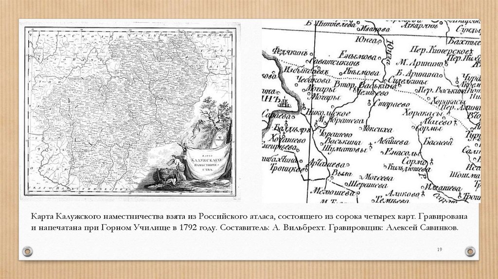 Геометрическая карта калужского наместничества 1782 года