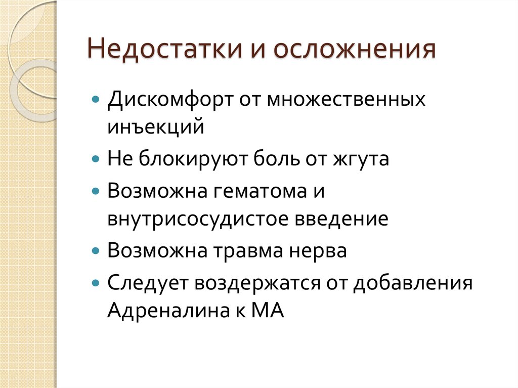 Недостатки и осложнения